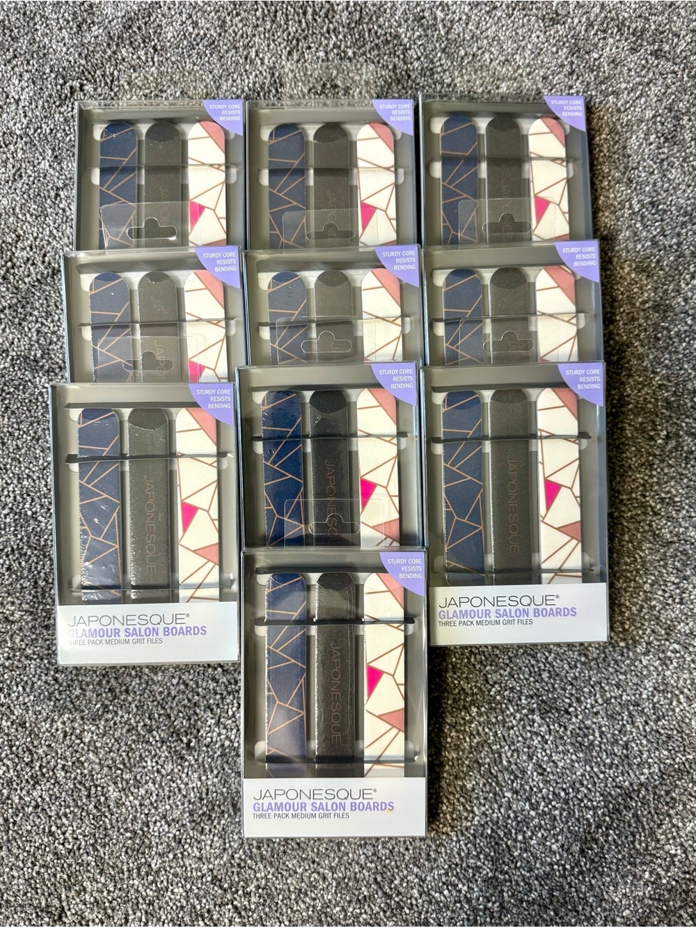 Japonesque Salon Boards Nail Files - Black/White/Pink Set 10 NEW Packs